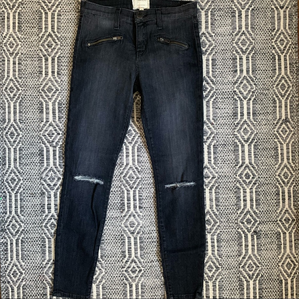 Current Elliot Soho Zip Distressed Skinny Jeans